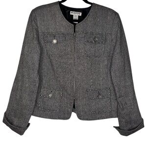 Vintage Gray and Silver Studded Blazer